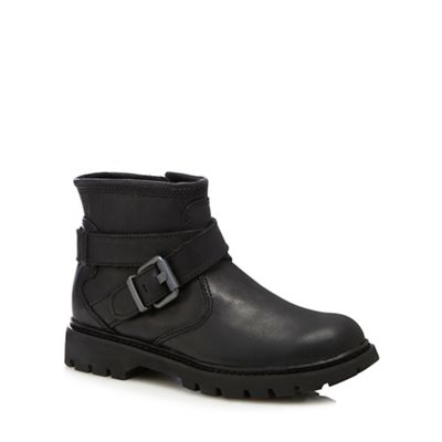 Black leather 'Rey' ankle boots